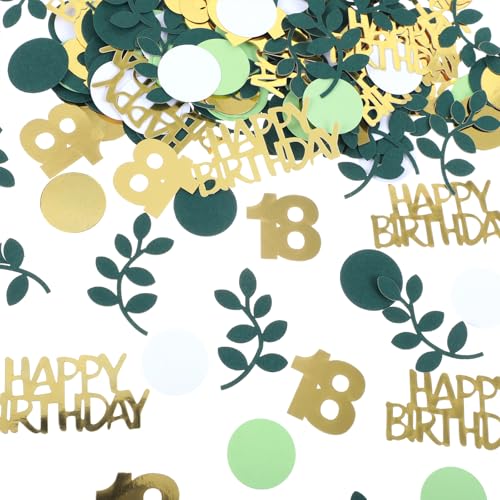 100 Stück Salbeigrün 18th Happy Birthday Kuchen Konfetti 18th Tischdekorationen Konfetti Grün Goldfolie Konfetti Dekorationen Gold Geburtstag Kuchen Konfetti für Geburtstag Party Jahrestag Hochzeit von Aiyorse