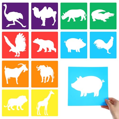 12 Stück Schablonen Kinder Tiermalerei Schablone 8 inch Tiere Malschablonen Bunte Schablonen Kinder Plastik Wiederverwendbar Malerei Schablonen zum Malen Schablonen Set Malen Schablonen Set 12 Stück Schablonen Kinder Tiermalerei Schablone 8 inch Tiere Malschablonen Bunte Schablonen Kinder Plastik Wiederverwendbar Malerei Schablonen zum Malen Schablonen Set Malen Schablonen Set von Aiyorse