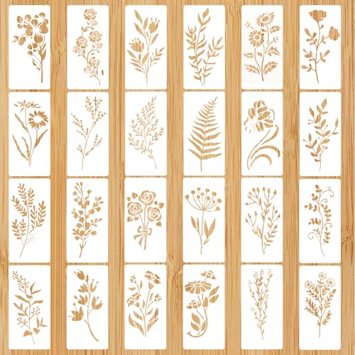 24 Stück Blumen Schablone Malschablonen Erwachsene Wiederverwendbare Schablonen zum Bemalen Wildblumen Schablonen zum Malen für Diy, Möbel, Holz, Boden, Scrapbooking,Handwerk 24 Stück Blumen Schablone Malschablonen Erwachsene Wiederverwendbare Schablonen zum Bemalen Wildblumen Schablonen zum Malen für Diy, Möbel, Holz, Boden, Scrapbooking,Handwerk von Aiyorse