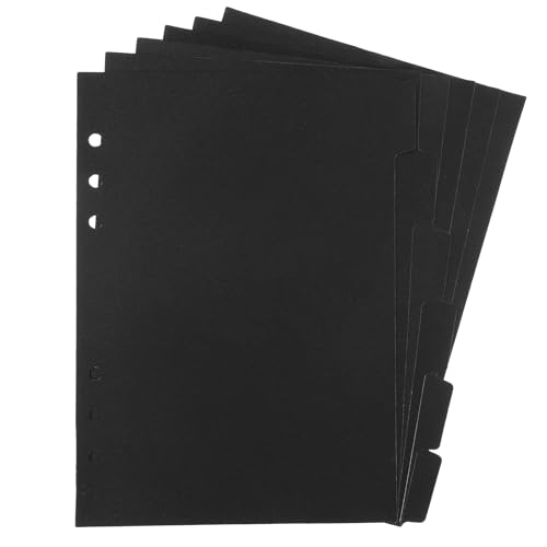 6 x A5-Ordner-Trennblätter, 6 Löcher, rosa, transparent, mit Registerkarten, einführbarer Kunststoff-Index-Trennblätter für Ordner, Notizbuch, Tagebuch, Notizblock, Schwarz von Aiyorse