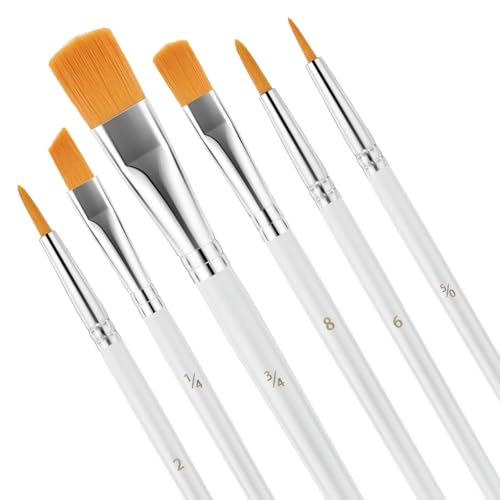 Aquarellpinsel Set 6 Stück pinsel acrylfarbe Acrylfarben Malen Acryl Aquarell Modellbau Nylon Pinsel für Aquarell, Öl, Steinmalerei, Nagelpinsel,Pinselset Paint Brush für Künstler von Aiyorse