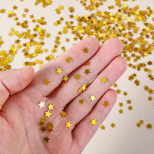 Goldene Stern-Konfettis, 30 g, 6 mm, Weihnachts-Glitzer, Tischkonfetti, Metallic-Folie, Glitzerstern-Pailletten für Geburtstag, Hochzeit, Party, Halloween, Weihnachten, Basteln, Dekoration von Aiyorse