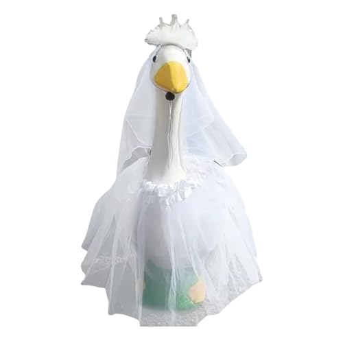 Aizuoni Garten Gänse Hochzeitsoutfits | Tierschleier Und Rock | Gänse Zubehör Weißer Rock Outfit Für Feiertage Außenbereich Garten Deko von Aizuoni