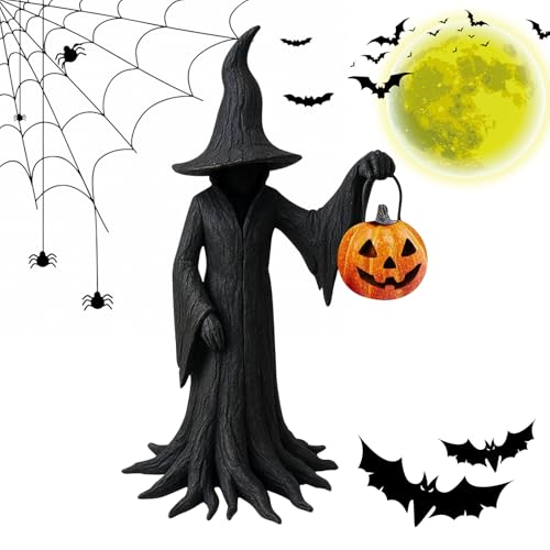 Aizuoni Halloween Hexen Figuren,Gothic Hexe Mit Kürbis | Festliches Sammlerstück Retro Deko Schreibtischschmuck für Wohnzimmer Küchentisch Schlafzimmer Karneval Spukhäuser von Aizuoni