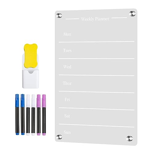 Aizuoni Klarer Kalender für Kühlschrank,Klarer Acryl-Notizkalender mit Radiergummi und Magneten - Message Boards für Mahlzeiten, Termine, Aufgaben, Ziele und Aufgabenlisten von Aizuoni