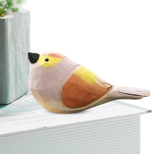 Aizuoni Miniaturvögel,Handbemalte Vögel - Kleine Heimdekoration, bemalte Vogel-Holzfiguren, Regaldekoration, Geschenke für Vogelliebhaber von Aizuoni