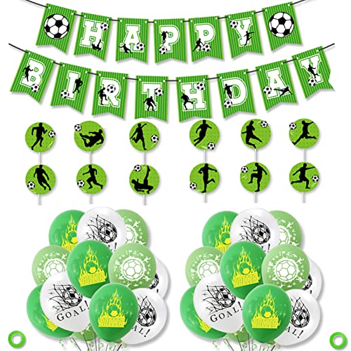 Fußball-Geburtstagsparty-Dekorationen | Fußball-Geburtstagsparty-Dekorationszubehör - Sport-Geburtstagsdekorationen, einschließlich Banner, Fußballballons, Kuchendeckel Aizuoni von Aizuoni