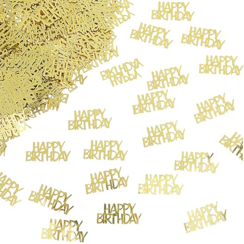 1 Paket Gold Happy Birthday Konfetti Geburtstag Tisch Papier Konfetti Streudekorationen für Party Baby Shower DIY Kunst und Handwerk (15g) von Ajcotahm