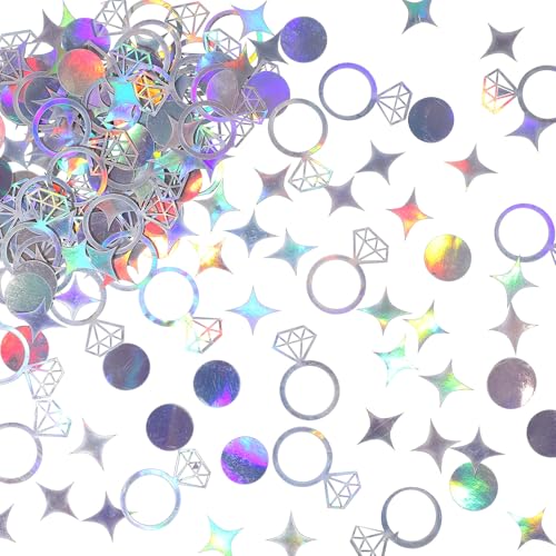 200 Stück schillerndes Junggesellinnenabschied-Konfetti, Diamantring, Kreis, Punkte, Stern, Hochzeit, Tischkonfetti für Hochzeitszeremonie, Brautparty, Verlobung, Party-Dekorationen 200 Stück schillerndes Junggesellinnenabschied-Konfetti, Diamantring, Kreis, Punkte, Stern, Hochzeit, Tischkonfetti für Hochzeitszeremonie, Brautparty, Verlobung, Party-Dekorationen von Ajcotahm