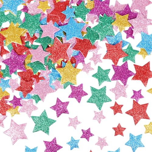 360 Stück Moosgummi Sterne Glitter,Moosgummi-Aufkleber Stern,Farben Selbstklebend Stern Sticker,Glitter Schaumstoff Sticker Kinder Schaumstoff Aufkleber Sterns für Sammelalben Basteln Fertigkeit Deko von Ajcotahm