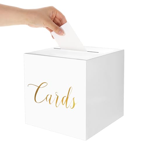 Ajcotahm Geschenkbox Hochzeit Kartenbox mit Grußkarten Weiß Kartenbox Hochzeit 22*22cm Hochzeitsbox Geschenkbox mit Schlitz Geschenkkartenbox für Hochzeitsempfänge Geburtstag Abschlussfeier Babyparty von Ajcotahm