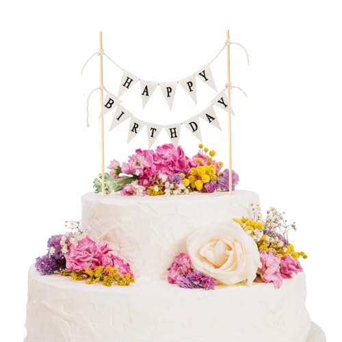 Ajcotahm Happy Birthday Tortendeko,Cake Topper Banner Happy Birthday Geburtstagsdeko Kuchen Banner Tortendeko Geburtstag Wimpelkette Tortenstecker für Geburtstage Hochzeiten Partydeko Kuchen Desserts von Ajcotahm