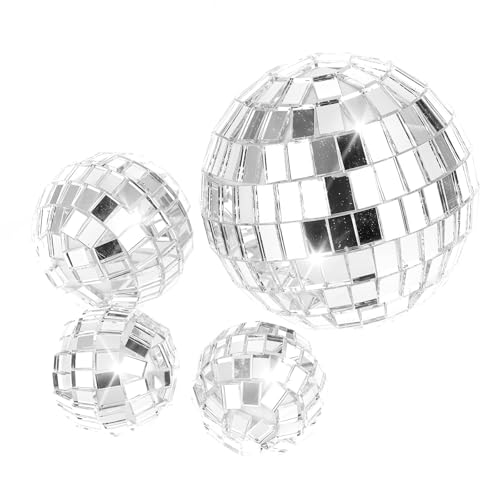 Discokugel-Cupcake-Topper, 70er-Jahre-Party, Kuchendekoration, Weltraum, Cowboy, Geburtstagsparty-Zubehör für Disco-Thema, Prinzessinnen-Thema, Brautparty, silberfarben, 4 Stück Discokugel-Cupcake-Topper, 70er-Jahre-Party, Kuchendekoration, Weltraum, Cowboy, Geburtstagsparty-Zubehör für Disco-Thema, Prinzessinnen-Thema, Brautparty, silberfarben, 4 Stück von Ajcotahm