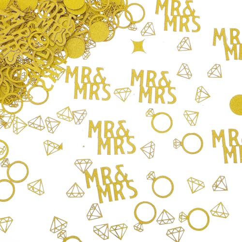 Tischkonfetti für Hochzeiten, Motiv: Mr and Mrs Diamantring, Kreise, Punkte, Glitzer-Papier, Konfetti-Dekorationen für Hochzeitszeremonie, Brautparty, Verlobung, Party, Junggesellinnenabschied, 220 Tischkonfetti für Hochzeiten, Motiv: Mr and Mrs Diamantring, Kreise, Punkte, Glitzer-Papier, Konfetti-Dekorationen für Hochzeitszeremonie, Brautparty, Verlobung, Party, Junggesellinnenabschied, 220 von Ajcotahm
