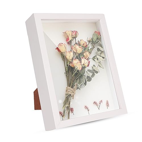 3D Bilderrahmen zum Befüllen, Weiß Tiefer Objektrahmen 12x17 cm Holz Objektrahmen zum Befüllen Shadow Box Frame Objektrahmen mit HD-Acryl (12 x 17 cm) von Ajerg