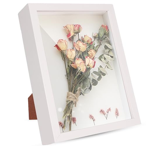 3D Bilderrahmen zum Befüllen, Weiß Tiefer Objektrahmen 27x32 cm Holz Objektrahmen zum Befüllen Shadow Box Frame Objektrahmen mit HD-Acryl (27 x 32 cm) von Ajerg