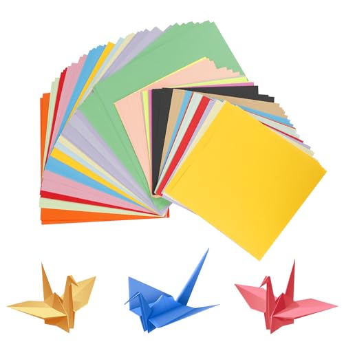 Origami Papier 200 Blatt, 20 x 20cm & 15 x 15cm Doppelseitig Blatt Buntes Papier Farbiges Papier Faltpapier in 30 Farben, 70 g/m² Bastelpapier Zweiseitig Buntpapierset für DIY Kunst Bastelprojekte von Ajerg