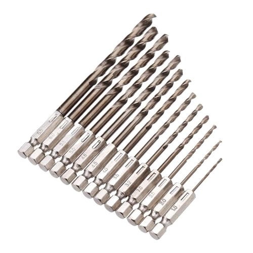 13PCS 1,5-6,5mm M35 Kobalt Bohrer HSS-Co Twist Bohrer Set 1/4 Zoll Hex Schaft von Ajhui