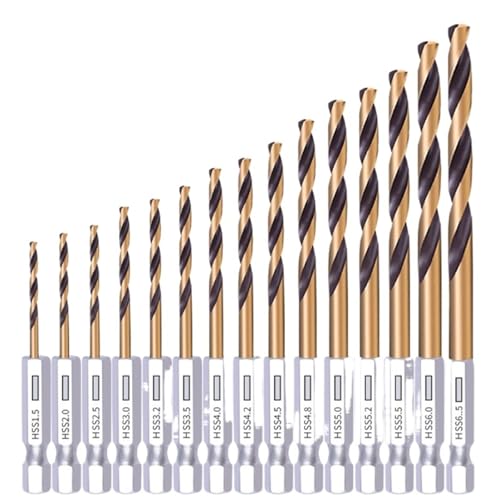 2 Stück HSS-Schnellarbeitsstahl-Spiralbohrer, 1/4-Sechskantschaft, Ersatz-Sechskantgriff, Stahl, Titanbeschichtet, Elektrowerkzeug, 1,5–6,5 Mm(4.5mm) von Ajhui