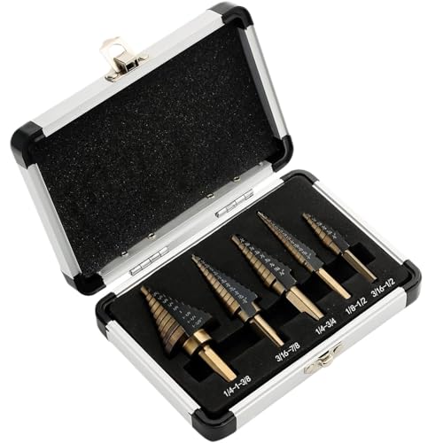 5 Stück Gerösteter Gelber Dreieckiger Stufenbohrer Mit Gerader Nut, Geschwärzter Pagodenbohrer, Lochöffner, Aluminium-Box-Werkzeug 5 Stück Gerösteter Gelber Dreieckiger Stufenbohrer Mit Gerader Nut, Geschwärzter Pagodenbohrer, Lochöffner, Aluminium-Box-Werkzeug von Ajhui