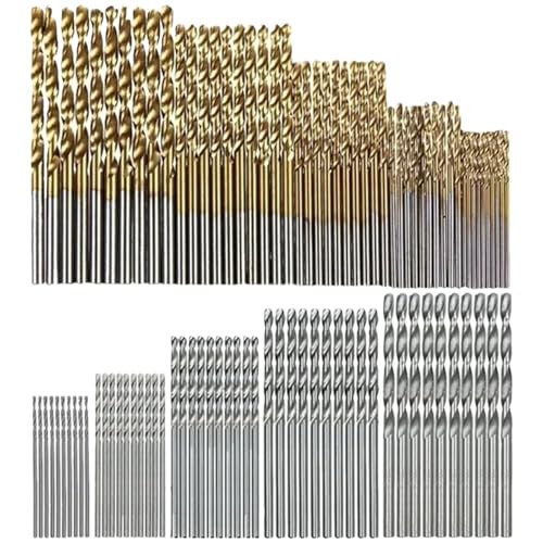 50/100 Stück HSS-Titan-beschichteter Spiralbohrer-Set, Schnellarbeitsstahl, Metallbohrer For Gusseisen, Holz, Elektrowerkzeuge(100pcs) von Ajhui