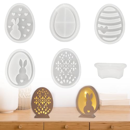 Ajuanbazha 6 Stück Silikonformen Gießformen Ostern, 3D Silikonform Osterhase, DIY Formen für Epoxidharz, Gips, Kerzen und Bastelprojekte, Perfekte Osterdekoration Ajuanbazha 6 Stück Silikonformen Gießformen Ostern, 3D Silikonform Osterhase, DIY Formen für Epoxidharz, Gips, Kerzen und Bastelprojekte, Perfekte Osterdekoration von Ajuanbazha