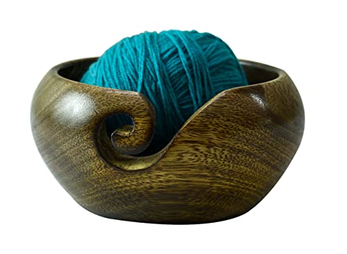 Ajuny Handgefertigte Große Garnschale aus Mangoholz Wollknäuelhalter mit Elegantem Design Geschenke 17,8 x 7,6 cm von Ajuny