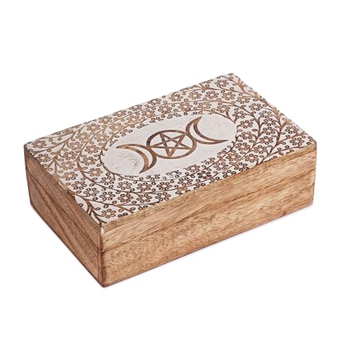 Ajuny Handgefertigte Schmuckschatulle aus Holz – Stern Mond Design Weiße Mehrzweck Schatztruhe Schmuckhalter für Dekorativer Organizer Uhrenbox Geschenk für Frauen und Männer 20.3 x 12.7 cm Ajuny Handgefertigte Schmuckschatulle aus Holz – Stern Mond Design Weiße Mehrzweck Schatztruhe Schmuckhalter für Dekorativer Organizer Uhrenbox Geschenk für Frauen und Männer 20.3 x 12.7 cm von Ajuny