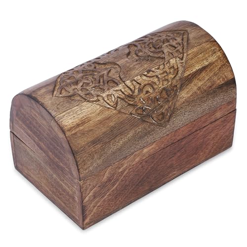 Ajuny Handgeschnitzte Dekorative Schmuckschatulle aus Holz mit Keltischen Baumschnitzereien Mehrzweck Schatztruhe Andenken Schmuckhalter Aufbewahrungs Organizer Etui Geschenke 9x6 Zoll von Ajuny