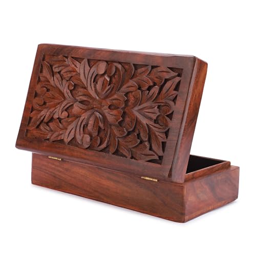 Ajuny Schmuckschatulle aus Handgeschnitztem Holz Vielseitig Verwendbar Dekorativ im Vintage Stil Andenken Schmucketui Schatztruhe Organizer für Halsketten und Ohrringe Tolles Geschenk Ajuny Schmuckschatulle aus Handgeschnitztem Holz Vielseitig Verwendbar Dekorativ im Vintage Stil Andenken Schmucketui Schatztruhe Organizer für Halsketten und Ohrringe Tolles Geschenk von Ajuny