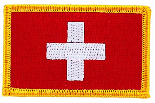 Akacha Aufnäher zum Aufbügeln, bestickt mit Schweizer Flagge, zum Aufbügeln von Akacha