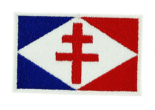 Aufnäher, gestickt mit Frankreich-Flagge zum Aufbügeln, mit Lothringer Kreuz Aufnäher, gestickt mit Frankreich-Flagge zum Aufbügeln, mit Lothringer Kreuz von Akachafactory