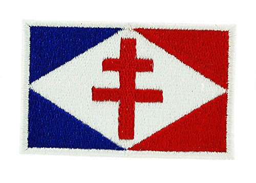 Patch Aufnäher bestickt Flagge Frankreich De Gaulle zum Aufbügeln Lothringer Kreuz von Akachafactory