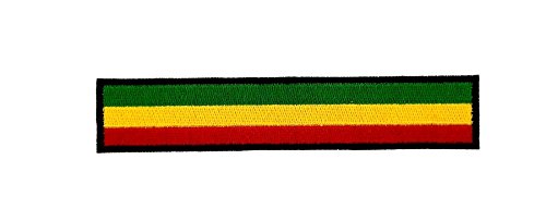 Patch Aufnäher bestickt Flagge Rasta Reggae Sportarmband Schwarz Rucksack Biker von Akachafactory