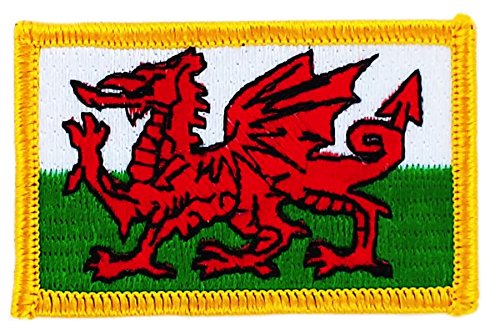 Patch Aufnäher bestickt Flagge von Wales Walisisch zum Aufbügeln Backpack von Akachafactory