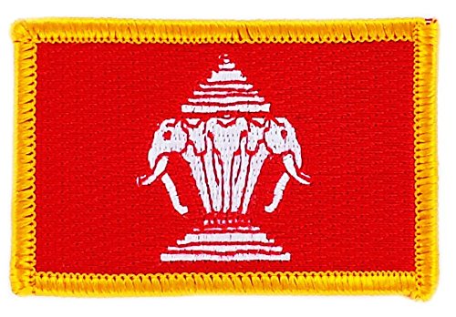 Aufnäher zum Aufbügeln, bestickt mit der alten Flagge von Laos Aufnäher zum Aufbügeln, bestickt mit der alten Flagge von Laos von Akachafactory