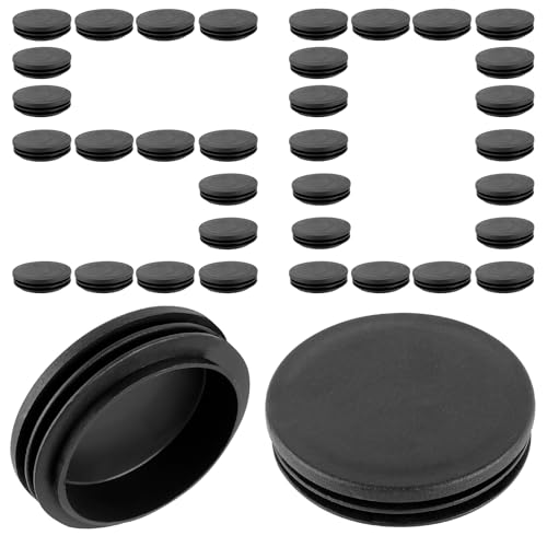 Akamino Runde Kunststoffstopfen, 63 mm, rutschfeste Möbelbein-Rohreinlage, schwarze Innenendkappen, Gleitschutz für Stühle, Schreibtische, Betten, Füße, 50 Stück von Akamino