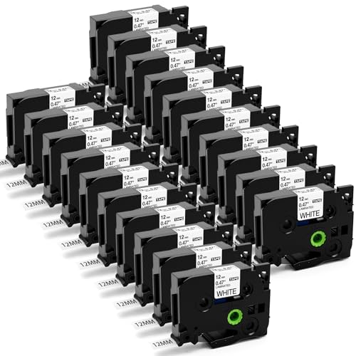 20X Aken Kompatibel TZe-231 12mm TZe231 Etikettenband Ersatz für Brother TZe Schriftband Tz Tape 0,47 Schwarz auf Weiß für Brother P-Touch H100LB H107B P300BT D400 P710BT Cube von Aken