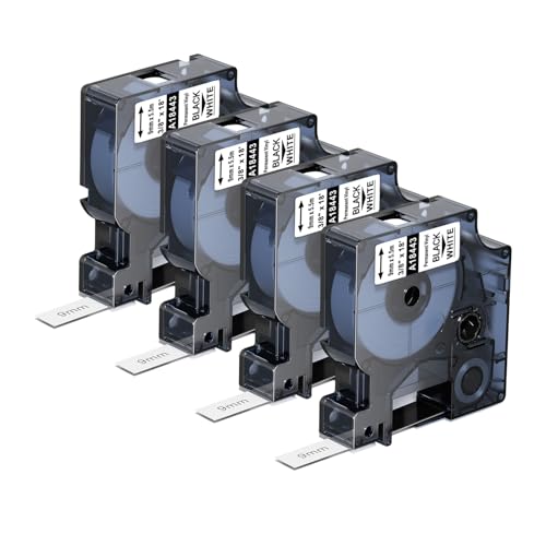 4x Aken Kompatible Rhino 18443 Etiketten als Ersatz für Dymo Rhino 18443 9 mm x 5,5 m Industrie Vinyl-Etiketten,Selbstklebendes Schwarz auf Weiß für Dymo Rhino 4200, 5000, 5200, 6000, ILP219 4x Aken Kompatible Rhino 18443 Etiketten als Ersatz für Dymo Rhino 18443 9 mm x 5,5 m Industrie Vinyl-Etiketten,Selbstklebendes Schwarz auf Weiß für Dymo Rhino 4200, 5000, 5200, 6000, ILP219 von Aken