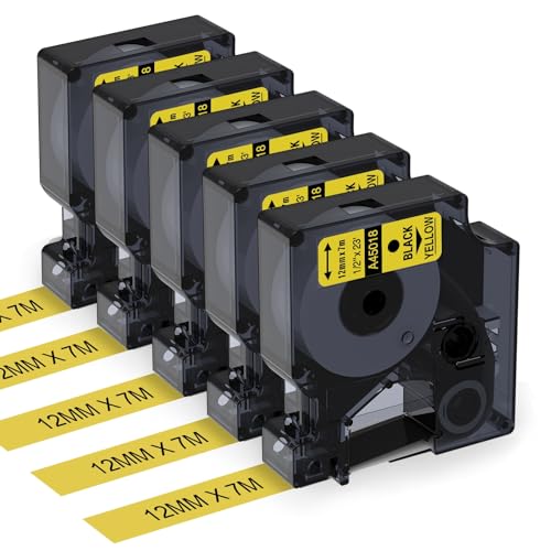 Aken Etikettenband Kompatibel mit Dymo D1 Etikettenband Schwarz auf Gelb 12mm x 7m für LabelManager 160 280 210D 360D 420P 500TS PnP, Schriftband Kompatibel mit Dymo D1 12mm Gelb Aken Etikettenband Kompatibel mit Dymo D1 Etikettenband Schwarz auf Gelb 12mm x 7m für LabelManager 160 280 210D 360D 420P 500TS PnP, Schriftband Kompatibel mit Dymo D1 12mm Gelb von Aken