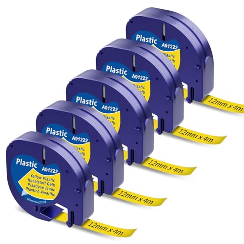 Aken A91222 Schriftband 12mm x 4m Kompatibel mit Dymo LetraTag Etikettenband Gelb, Kompatibel mit Dymo LetraTag LT-100H LT-100T LT-110T QX50 XR XM 200B Beschriftungsgerät, Schwarz auf Gelb Aken A91222 Schriftband 12mm x 4m Kompatibel mit Dymo LetraTag Etikettenband Gelb, Kompatibel mit Dymo LetraTag LT-100H LT-100T LT-110T QX50 XR XM 200B Beschriftungsgerät, Schwarz auf Gelb von Aken
