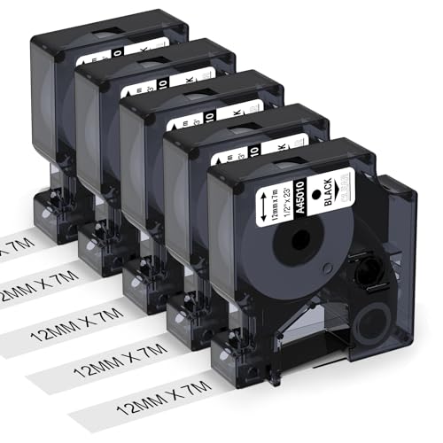 Aken Etikettenband Kompatibel mit Dymo D1 Transparent 12mm x 7m 45010 für LabelManager 160 280 210D 360D 420P, Kompatibel mit Dymo D1 Etikettenband A45010 Schwarz auf Clear Aken Etikettenband Kompatibel mit Dymo D1 Transparent 12mm x 7m 45010 für LabelManager 160 280 210D 360D 420P, Kompatibel mit Dymo D1 Etikettenband A45010 Schwarz auf Clear von Aken