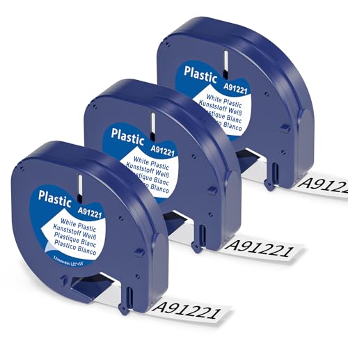 3 x Aken A91221 White Plastic Etikettenband Kompatibel mit Dymo Letratag 12mm x 4m, Schwarz auf Weiß, 91221 Schriftband Kompatibel mit Dymo Letratag LT-100H LT-100T 200B XR XM Beschriftungsgerät 3 x Aken A91221 White Plastic Etikettenband Kompatibel mit Dymo Letratag 12mm x 4m, Schwarz auf Weiß, 91221 Schriftband Kompatibel mit Dymo Letratag LT-100H LT-100T 200B XR XM Beschriftungsgerät von Aken