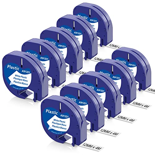 Aken Kompatibel mit Dymo Letratag Plastic 12mm x 4m Kompatibel mit Dymo LetraTag LT-100H LT-110T LT-100T Plus XR XM, Kunststoff-Etiketten Weiß 91221 S0721610 S0721660 von Aken