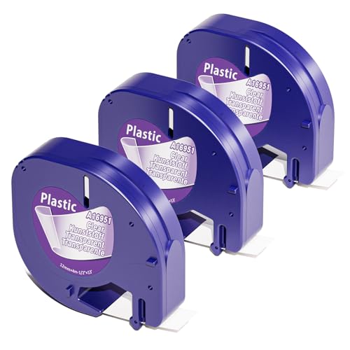 Aken Kompatibel mit Dymo Etikettenband Transparent 12mm x 4m für LetraTag LT-100H LT-100T 200B XR, Kompatibel mit Dymo Letratag Etikettenband Clear von Aken
