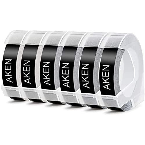 Aken Kompatibel mit Dymo Prägeband Schwarz 9mm für Dymo Omega Junior Etikettenprägegerät, als Kompatibel mit Dymo Omega Etikettenband 3D Kunststoff Weiß auf Schwarz, S0847730 Klebende Prägeetiketten Aken Kompatibel mit Dymo Prägeband Schwarz 9mm für Dymo Omega Junior Etikettenprägegerät, als Kompatibel mit Dymo Omega Etikettenband 3D Kunststoff Weiß auf Schwarz, S0847730 Klebende Prägeetiketten von Aken