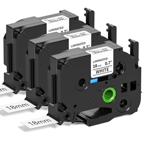 Aken Kompatibel mit TZe-241 für Brother P touch Bänder 18mm 0.7 TZe241 Schwawrz auf Weiß für Beschriftungsgerät Brother P touch D400 Schriftband Cube D400VP D600 P700 2430, 3er Packung von Aken