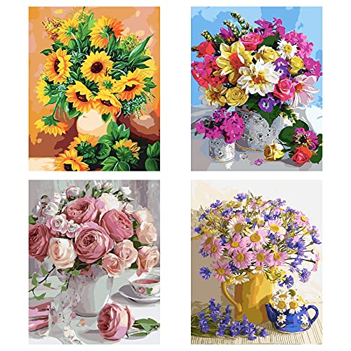 AkiiGer 4 Set Malen Nach Zahlen Erwachsene Anfänger Kinder, DIY Handgemalt Ölgemälde Kits, DIY Malen Nach Zahlen, Ohne Rahmen 40 x 50 cm-Blume AkiiGer 4 Set Malen Nach Zahlen Erwachsene Anfänger Kinder, DIY Handgemalt Ölgemälde Kits, DIY Malen Nach Zahlen, Ohne Rahmen 40 x 50 cm-Blume von AkiiGer