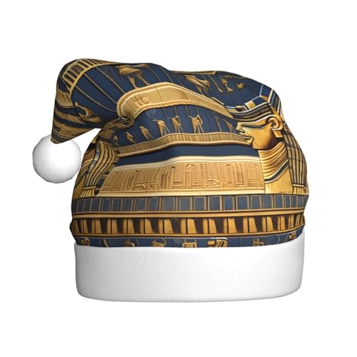 AkosOL Ägyptische pharaonische Fresken, exquisiter Plüsch, leuchtende Farben, Weihnachtsmütze für Erwachsene, verschönern Sie Ihre Urlaubsparty, Plüschmaterial, weich und leicht, Dekorationshut von AkosOL
