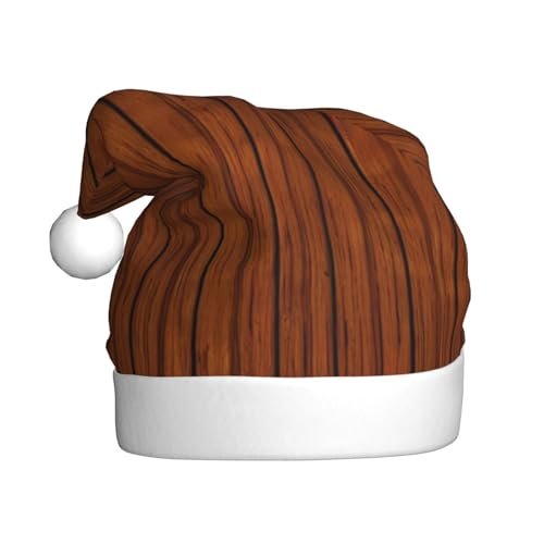 AkosOL Braunes Holzmuster, exquisiter Plüsch, leuchtende Farben, Weihnachtsmütze für Erwachsene, verschönern Sie Ihre Urlaubsparty, Plüschmaterial, weich und leicht, Dekorationshut von AkosOL